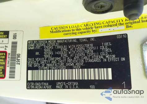 2010 Toyota Tundra Grade 4.6L V8 from USA, damaged, VIN 5TFRM5F19AX015002